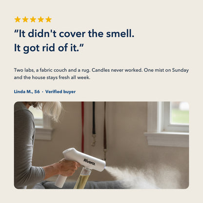 Customer review: it didn't cover the smell, it got rid of it